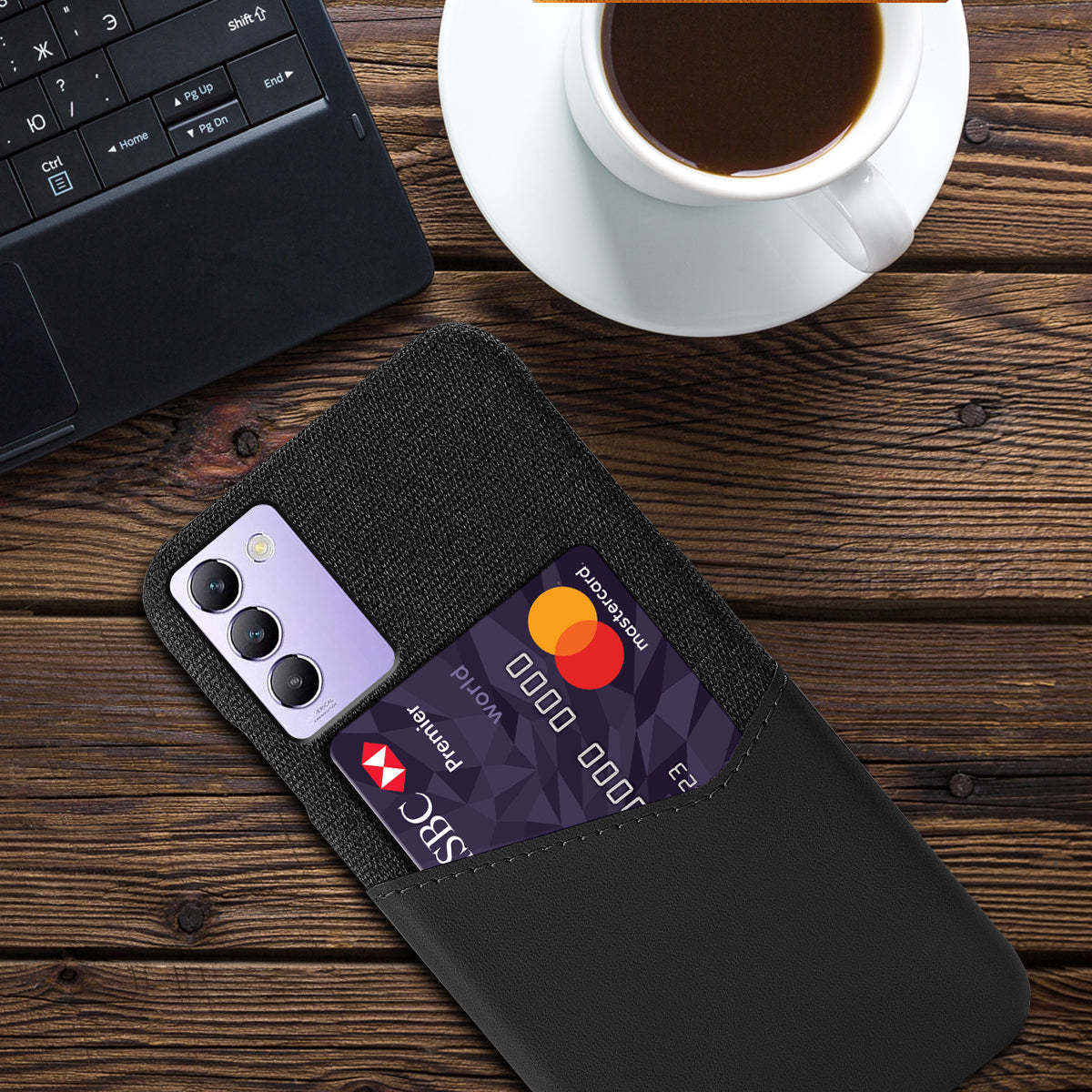 For vivo Y100 5G (Indonesia) / Y200e 5G Case Leather Coated PC Protective Phone Cover with Card Slot For vivo Y100 5G (Indonesia) / Y200e 5G Case Leather Coated PC Protective Phone Cover with Card Slot
